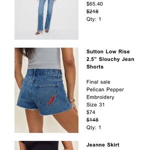 Reformation Sutton Low Rise 2.5” Slouchy Jean Shorts